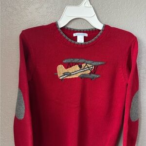 Janie and Jack Red Airplane Sweater